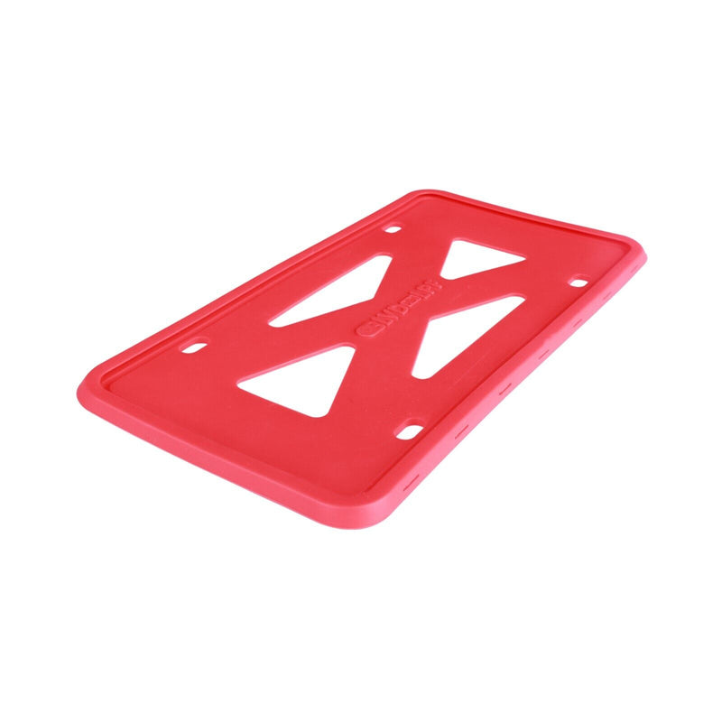 Two Red Silicone License Plate Frame Holder with Installation Screws & Caps PAIR