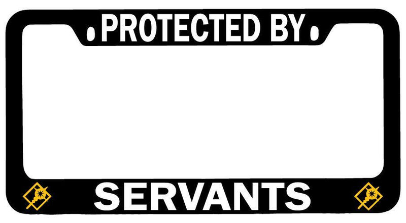 Protected By Servants (Caster) Black METAL License Plate Frame Auto Fate  Mod-GRAPH9856236-8364