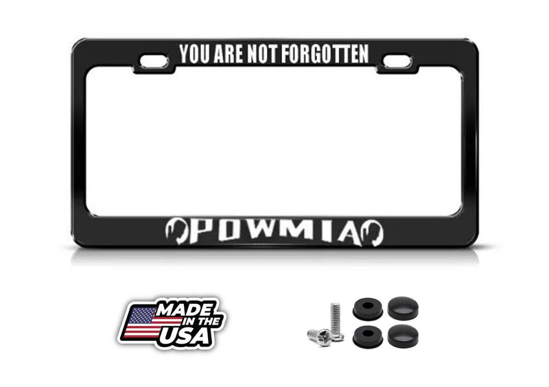 Metal License Plate Frame Pow Mia Not Forgotten Car Accessories Black
