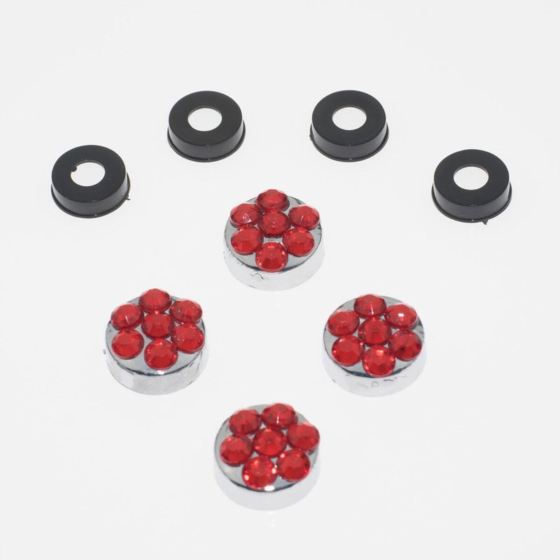 Red Crystal Rhinestone Screw Caps for Bling Sparkle License Plate Frame