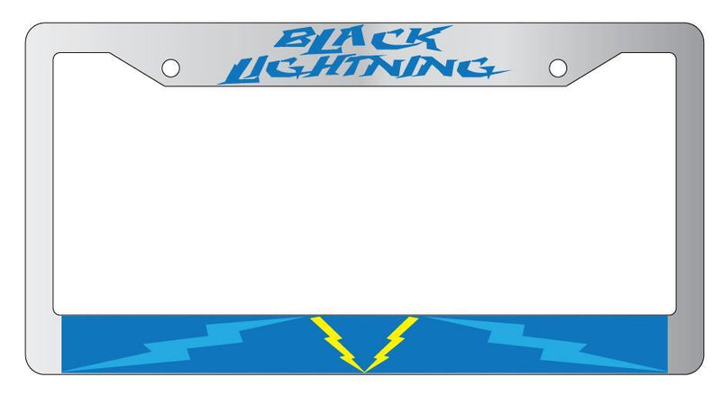 Black Lightning Chrome METAL License Plate Frame Auto DC  Mod-GRAPH9856236-7932