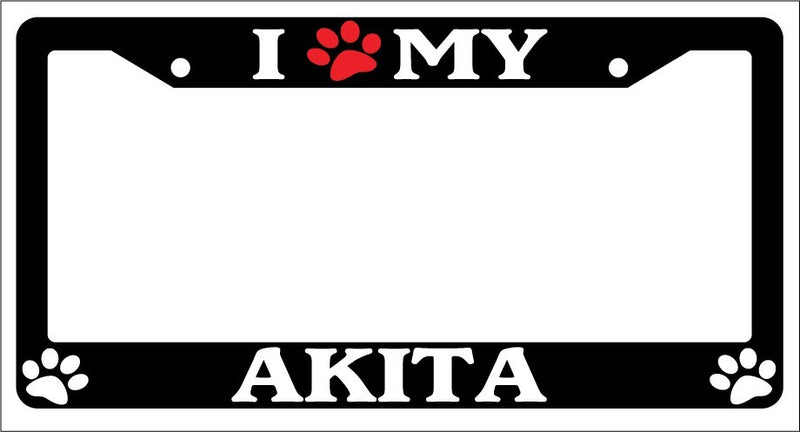 Black License Plate Frame I Heart My Akita (Paw) Auto Accessory Novelty 239  Mod-GRAPH9856236-1144