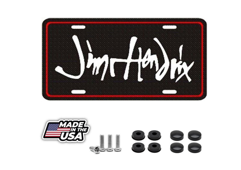 JIMI HENDRIX METAL LICENSE PLATE MUSIC TAG - BLACK - NEW
