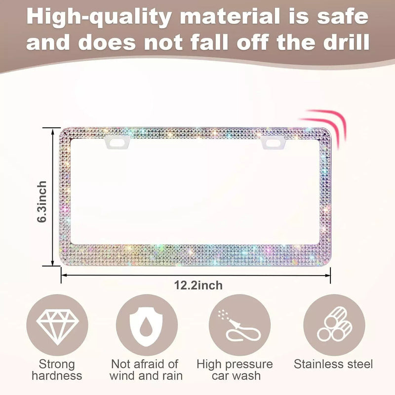 Bling License Plate Frames For Women, Sparkly Rhinestone Diamond Car Accessories