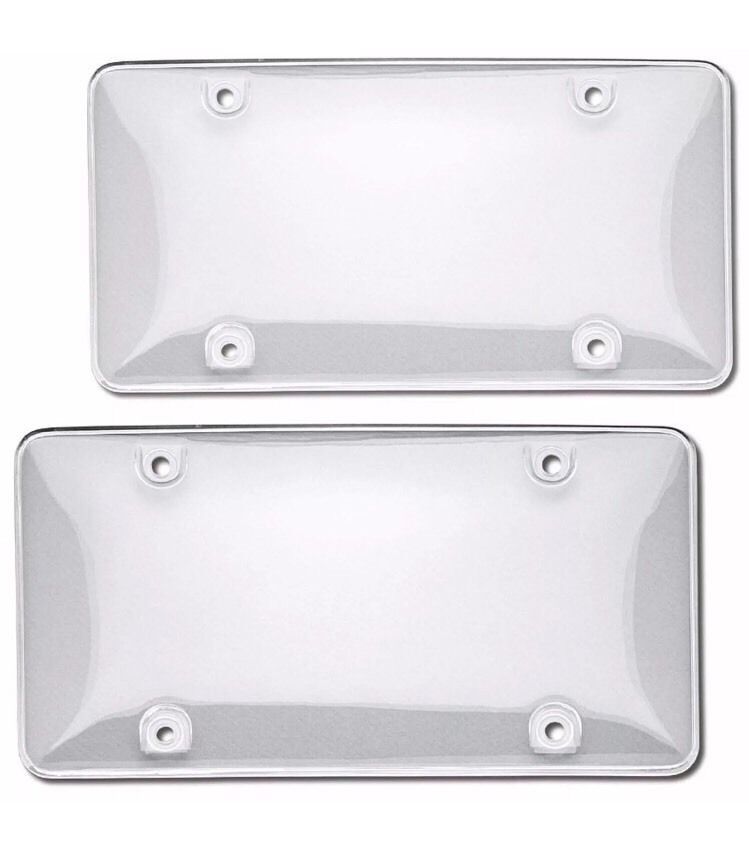 2x UNBREAKABLE Clear License Plate Covers Tag Frame Bubble Shield