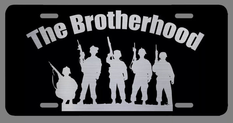 Military Soldier Laser Etched Metal License Plate Army Navy Marines Air Force