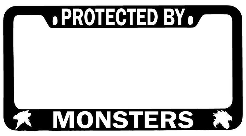 Protected By Monsters Black METAL License Plate Frame Auto Monster Hunter  Mod-GRAPH9856236-9918