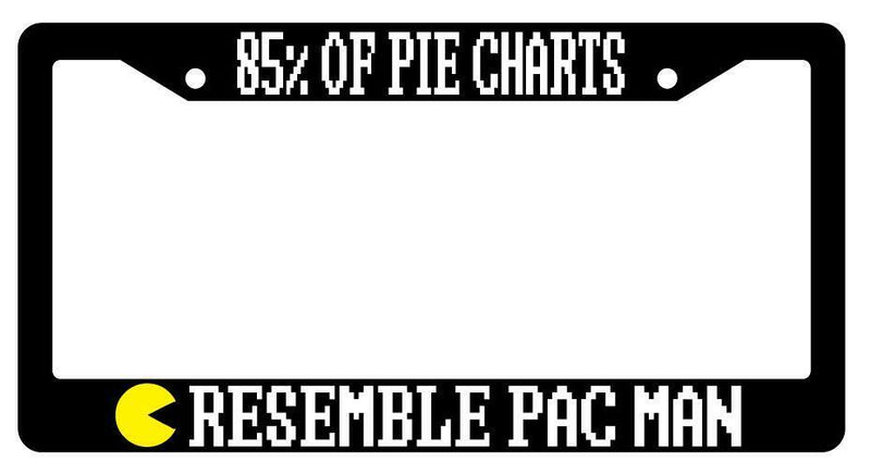 85% Of Pie Charts Resemble Pac Man Black Plastic License Plate Frame  Mod-GRAPH9856236-1596