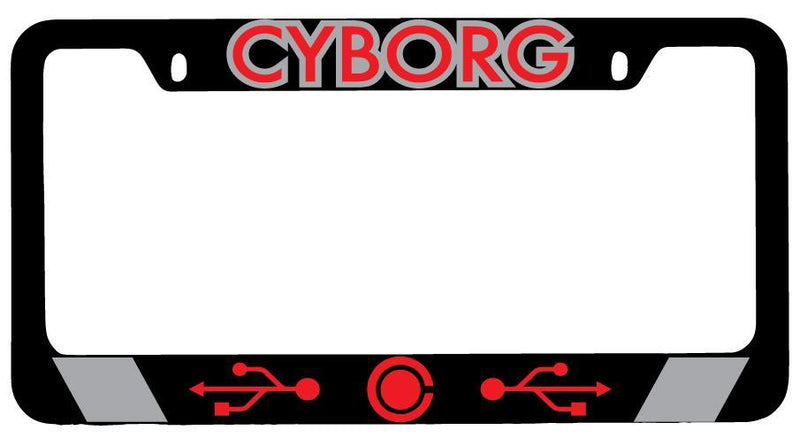 Cyborg RED Black METAL License Plate Frame DC  Mod-GRAPH9856236-7901