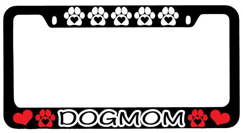 Dog Mom Heart Paws Design 2A Black METAL License Plate Frame  Mod-GRAPH9856236-9597
