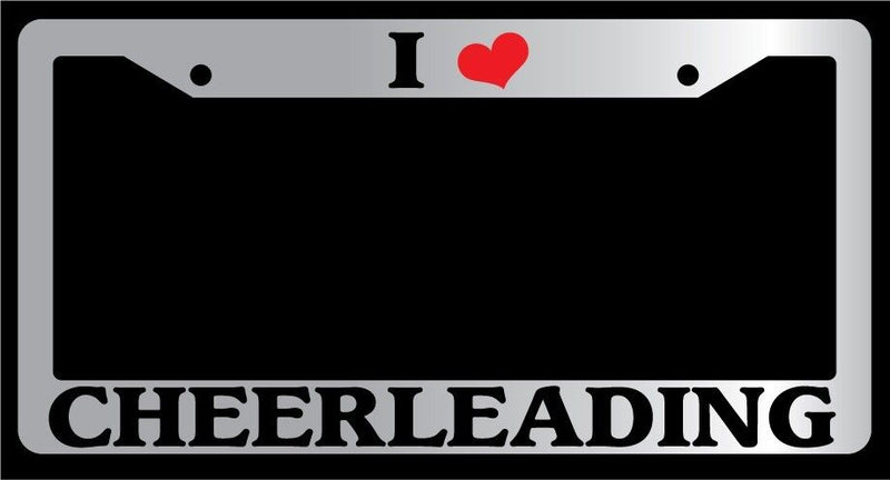 Chrome License Plate Frame "I Heart Cheerleading" Auto Accessory Novelty  Mod-GRAPH9856236-6056