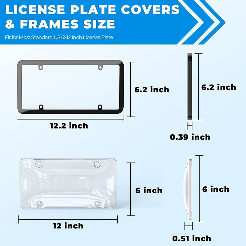 Unbreakable Clear License Plate Bubble Covers Frame Shield Combo - Pair