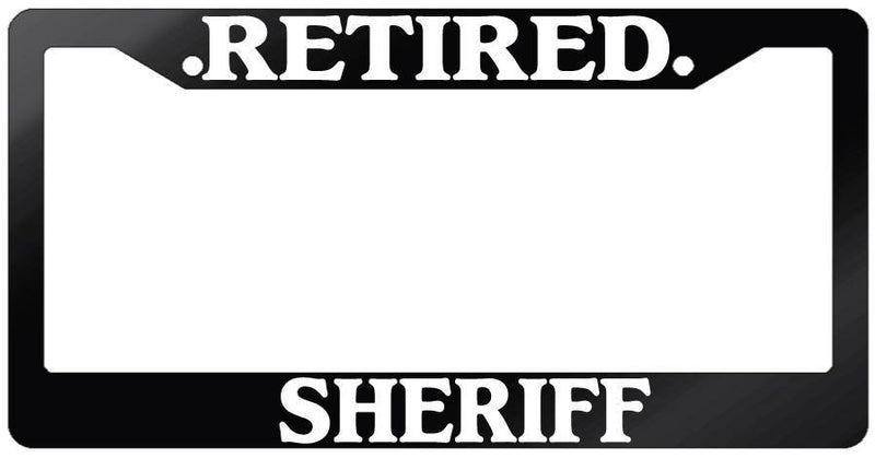 Glossy Black License Plate Frame RETIRED SHERIFF Auto Accessory  Mod-GRAPH9856236-7407