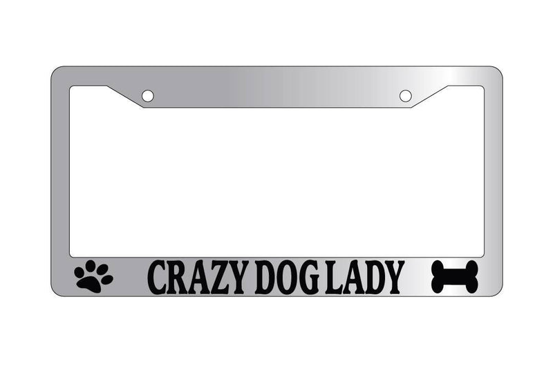 Chrome License Plate Frame CRAZY DOG LADY Auto Accessory 228  Mod-GRAPH9856236-6645