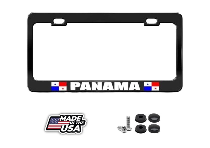 PANAMA FLAG BLACK License Plate Frame Holder