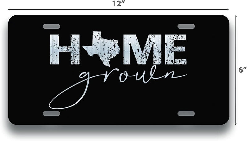 Texas Home Grown Laser Etched Black Aluminum License Plate