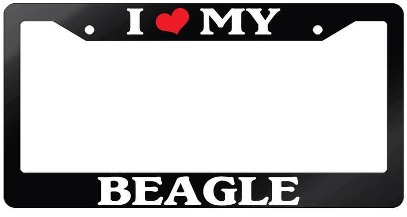 Glossy Black License Plate Frame I HEART MY BEAGLE Auto Accessory 273  Mod-GRAPH9856236-7579