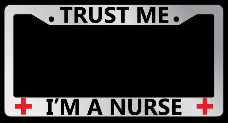 Chrome METAL License Plate Frame TRUST ME I&