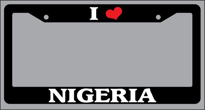 Black License Plate Frame "I Heart Nigeria" Auto Accessory Novelty 2418  Mod-GRAPH9856236-832