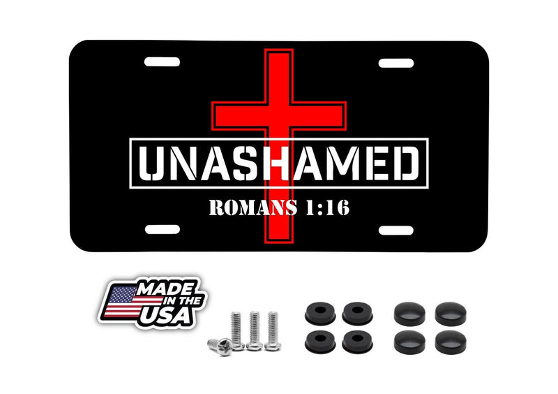 Unashamed Romans 1:16 Christian Jesus Christ Bible Religious License Plate Cover