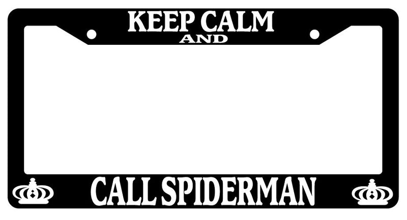 Black License Plate Frame Keep Calm And Call For Spiderman Auto Accessory Novelty  Mod-GRAPH9856236-3791