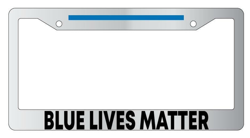 Blue Lives Matter w/STRIPE Chrome METAL License Plate Frame Auto Accessory  Mod-GRAPH9856236-8835