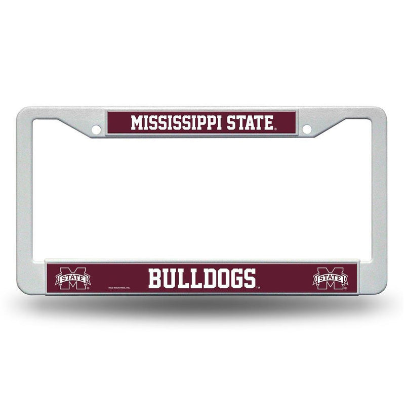 NCAA Mississippi State Bulldogs White Plastic License Plate Frame