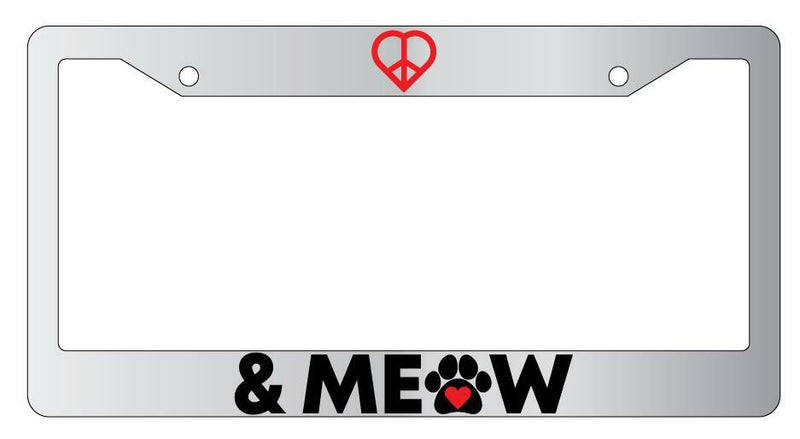 Peace Love &amp; Meow Chrome License Plate Frame  Mod-GRAPH9856236-4167