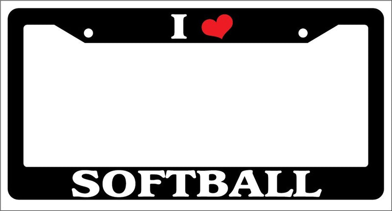 Black License Plate Frame "I Heart Softball" Auto Accessory Novelty  Mod-GRAPH9856236-2897
