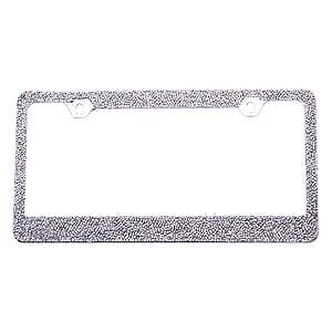 Rocking Bling Crystal Diamond Rhinestone License Plate Frame Clear / Silver