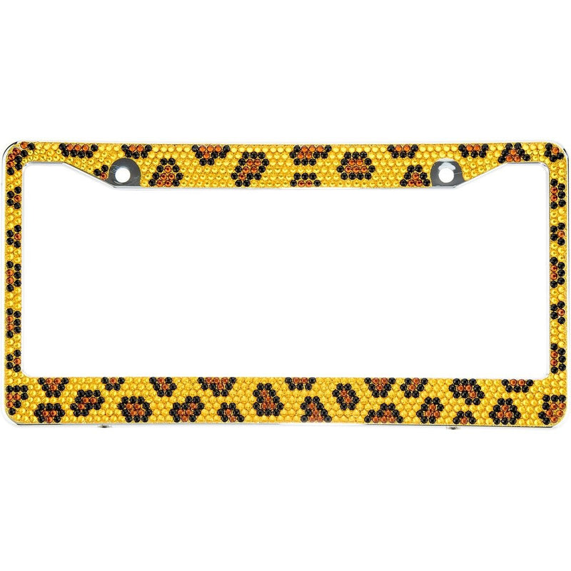 Bling Brown Leopard Diamond License Plate Frame