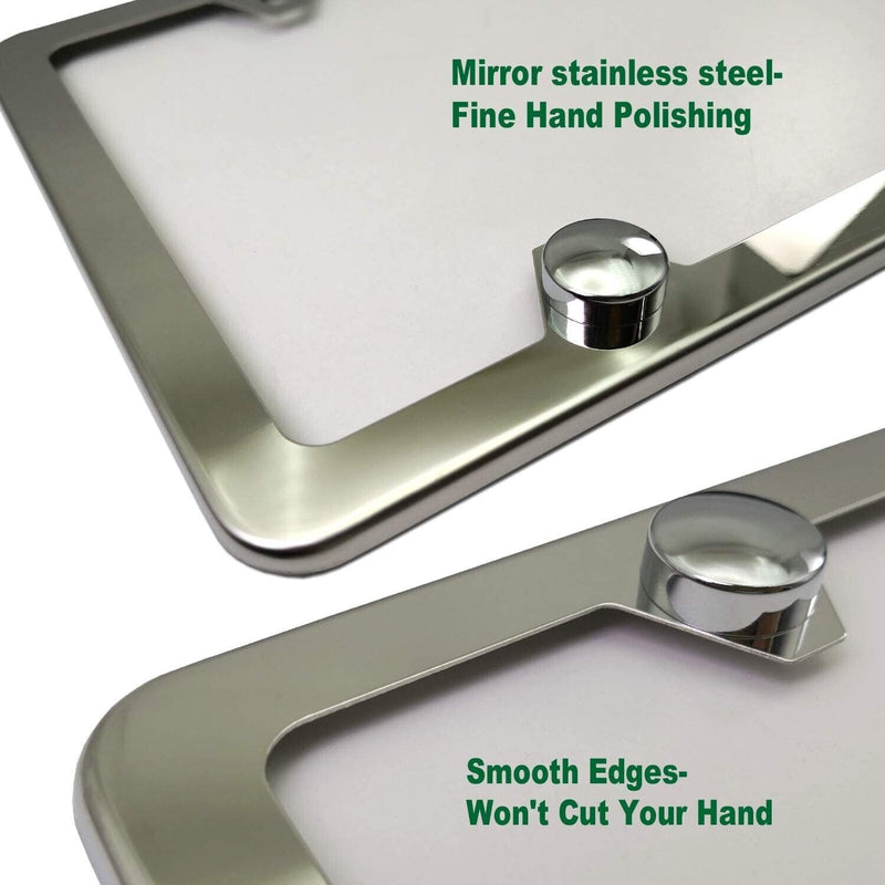 License Plate Cover Frame Combo - Clear Cover and Mirror Stainless Steel Holder