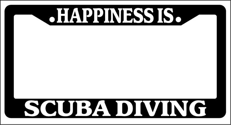 Black License Plate Frame Happiness Is... Scuba Diving Auto Accessory Novelty  Mod-GRAPH9856236-824