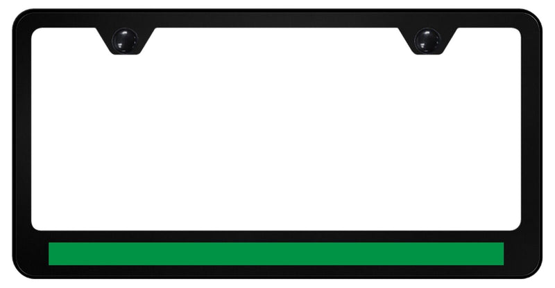 Thin Green Line License Plate Frame, Black High-grade 304 Stainless Steel