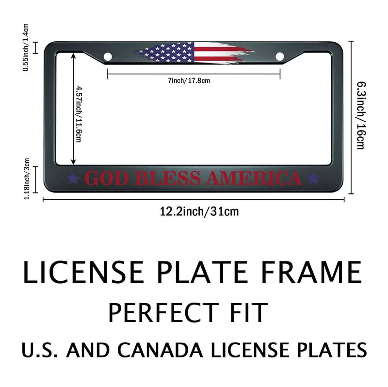 God Bless America aluminium License Plate Frame 12.2 x 6.3 in