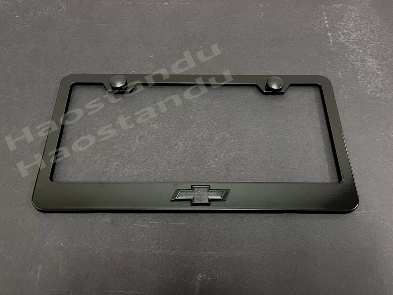 Black Bowtie LOGO 3D Emblem BLACK Stainless License Plate Frame Tag Holder, 1 Year Manufacturer Warranty, Unit, United States, 1x