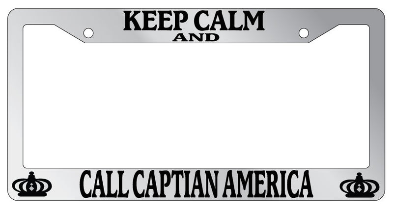 Chrome METAL License Plate Frame KEEP CALM AND CALL CAPTAIN AMERICA Auto  Mod-GRAPH9856236-9880