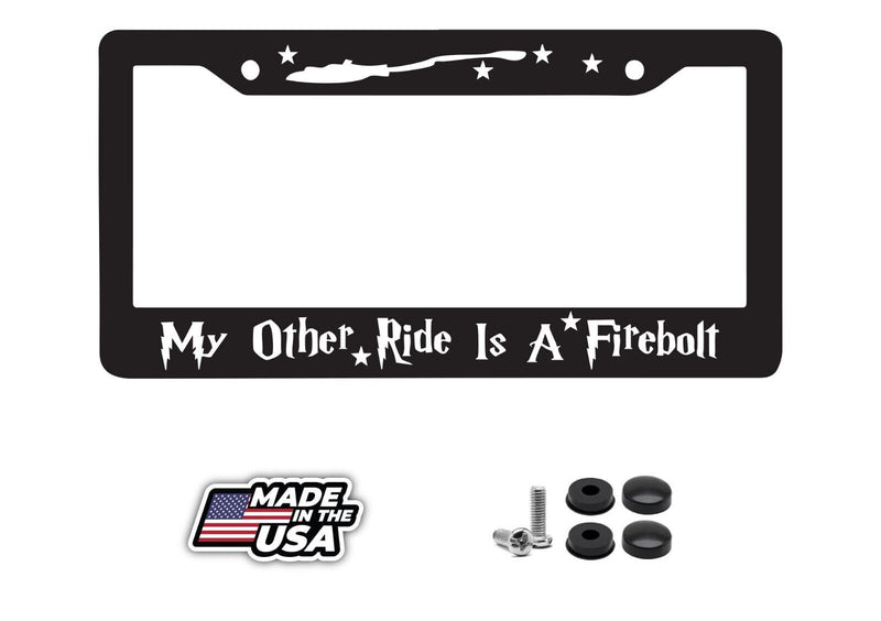 Harry Potter My Other Ride Is A Firebolt Glossy Black Plate Frame