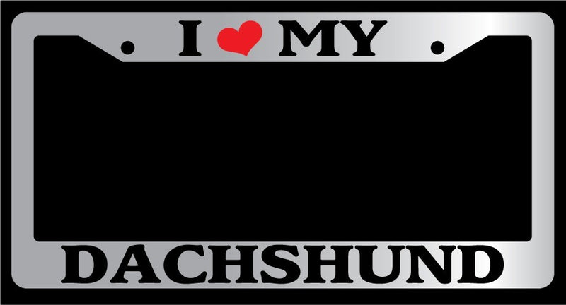 Chrome License Plate Frame I heart My Dachshund Auto Accessory Novelty 363  Mod-GRAPH9856236-5630