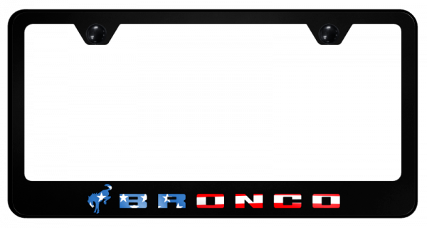 Ford Bronco USA Flag Black Polycarbonate License Plate Frame Official Licensed