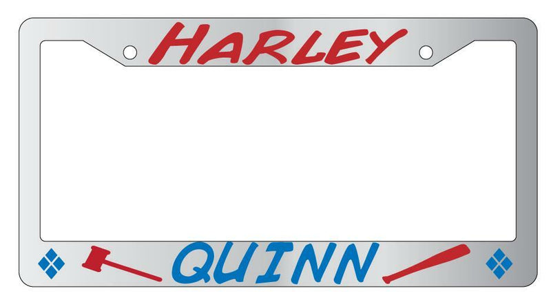 Harley Quinn (Hammer/Bat Blue And Maroon) Chrome METAL License Plate Frame  Mod-GRAPH9856236-10193