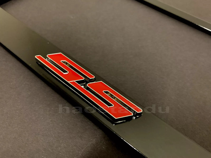 SS 3D Emblem Black Stainless License Plate Frame, 1 Year Manufacturer Warranty, 1x , Rust Free + Screw Cap (R)