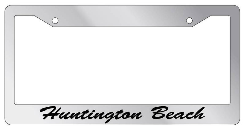 Chrome METAL License Plate Frame Huntington Beach Cursive Auto Accessory 1471  Mod-GRAPH9856236-8882