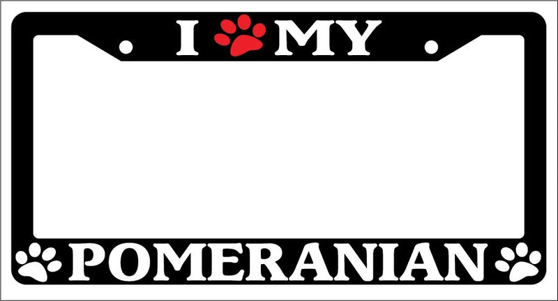 Black License Plate Frame I Heart My Pomeranian (Paw) Auto Accessory Novelty 511  Mod-GRAPH9856236-1212