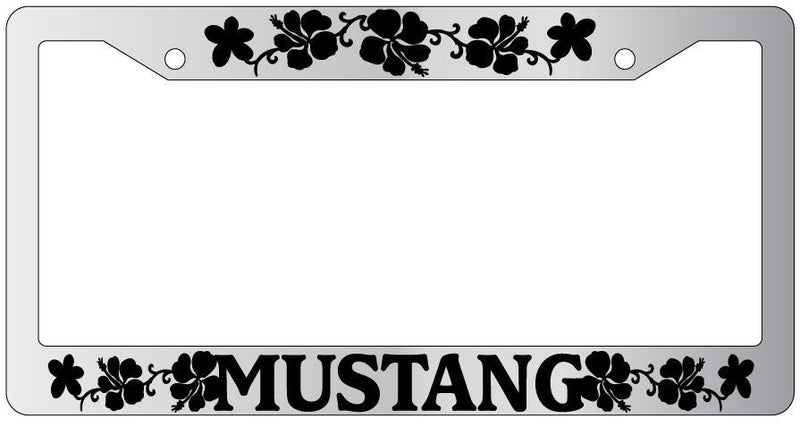 Chrome License Plate Frame MUSTANG HIBISCUS Auto Accessory 1802  Mod-GRAPH9856236-4200