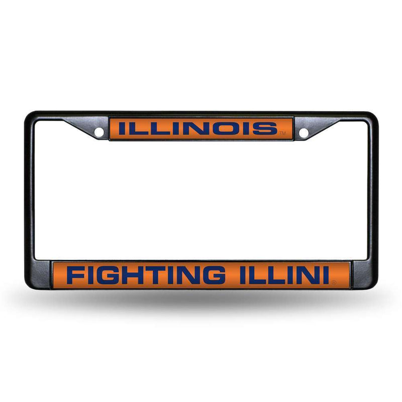 NCAA Illinois Fighting Illini Inlaid Acrylic Black License Plate Frame