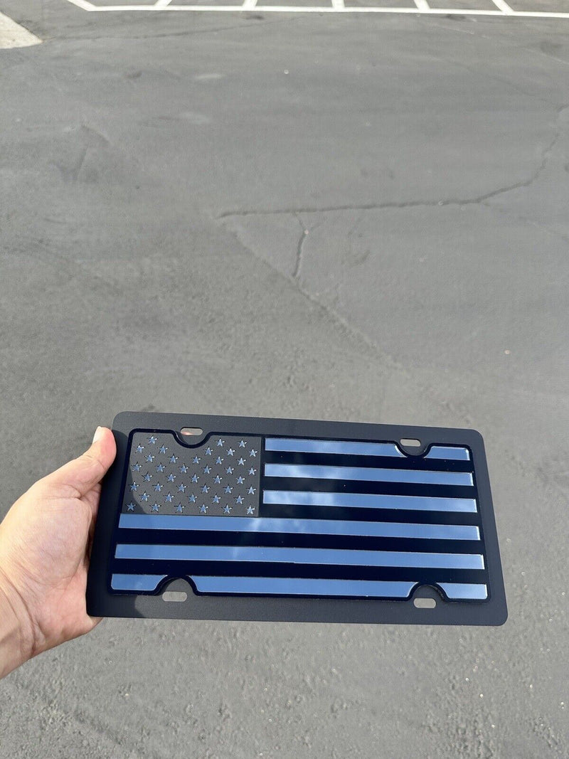 American Flag Steel Premium License Plate Tactical Black Ops Grey Subdued