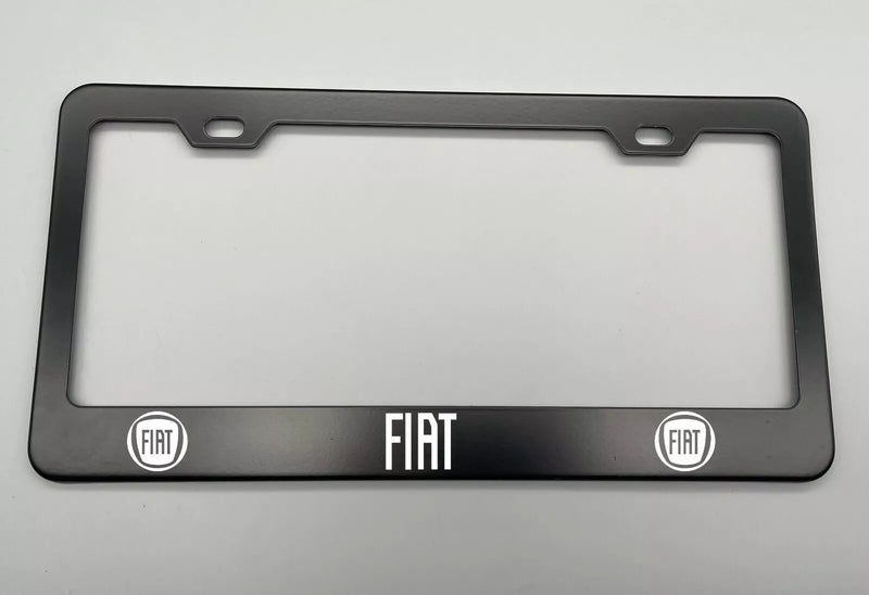 Laser Engraved Fiat Black License Plate Frame Stainless Steel fit
