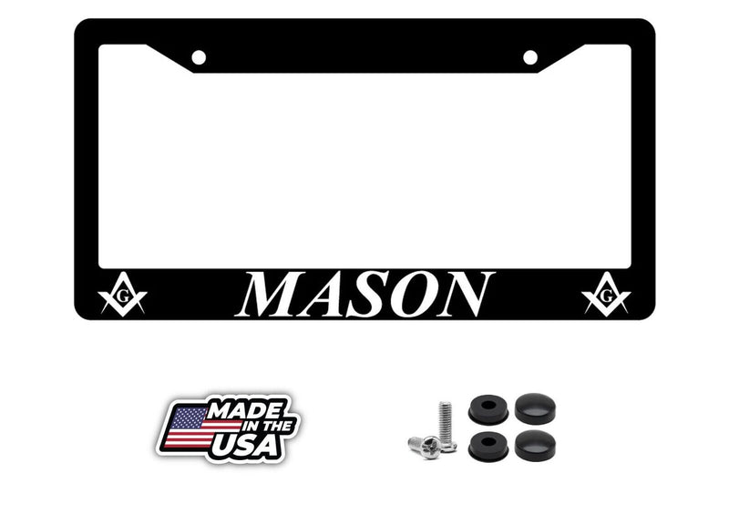 Mason w/LOGO Black Plastic License Plate Frame