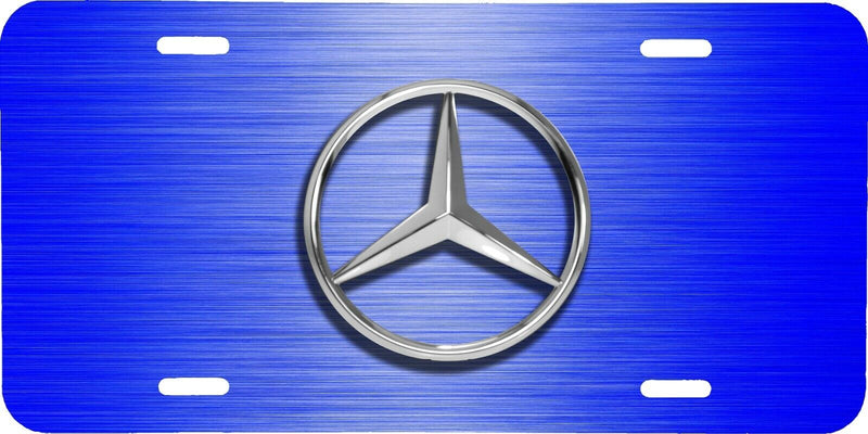 MERCEDES LOGO PRINTED BLUE BRUSHED LOOK VEHICLE LICENSE PLATE AUTO CAR FRONT TAG